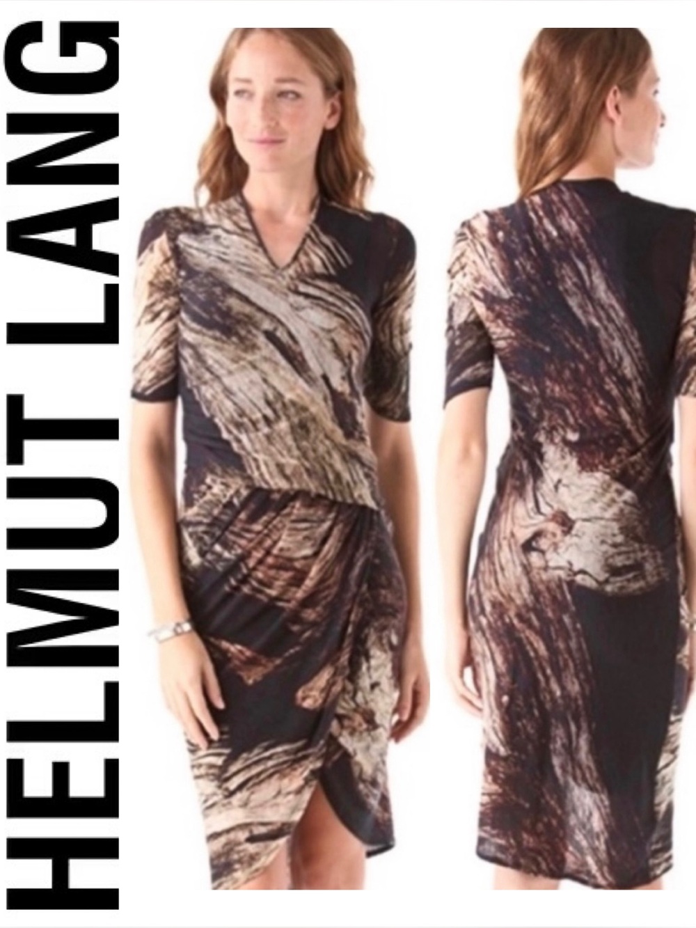 Helmut Lang Sheath Draped Dress Size S